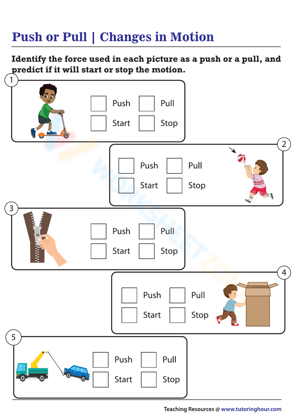 Push And Pulls Worksheets Printable
