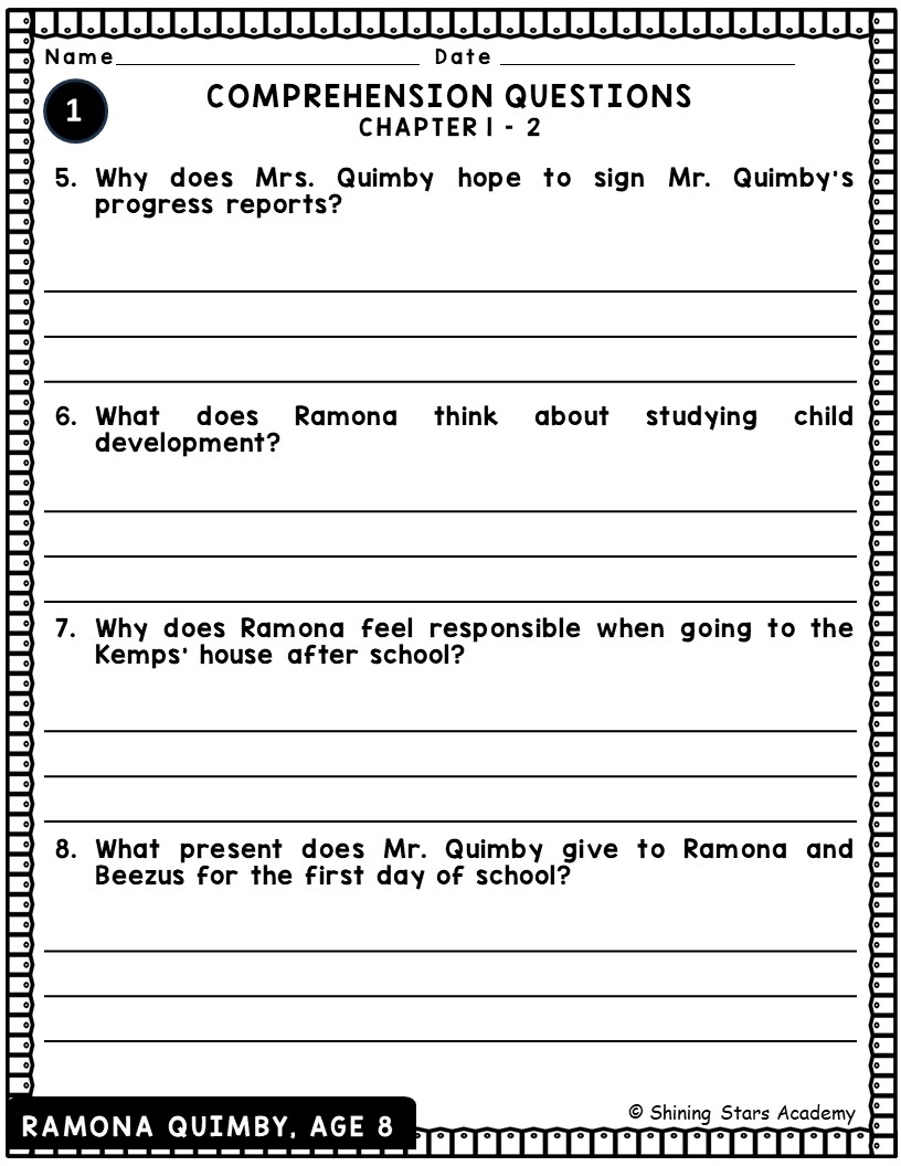 RAMONA QUIMBY AGE 8 Novel Study Comprehension Critical Thinking Vocab MCQs True Or False Writi Teaching Resources RAMONA QUIMBY AGE 8 Novel Study Comprehension Critical Thinking Vocab MCQs True Or False Writi Teaching Resources