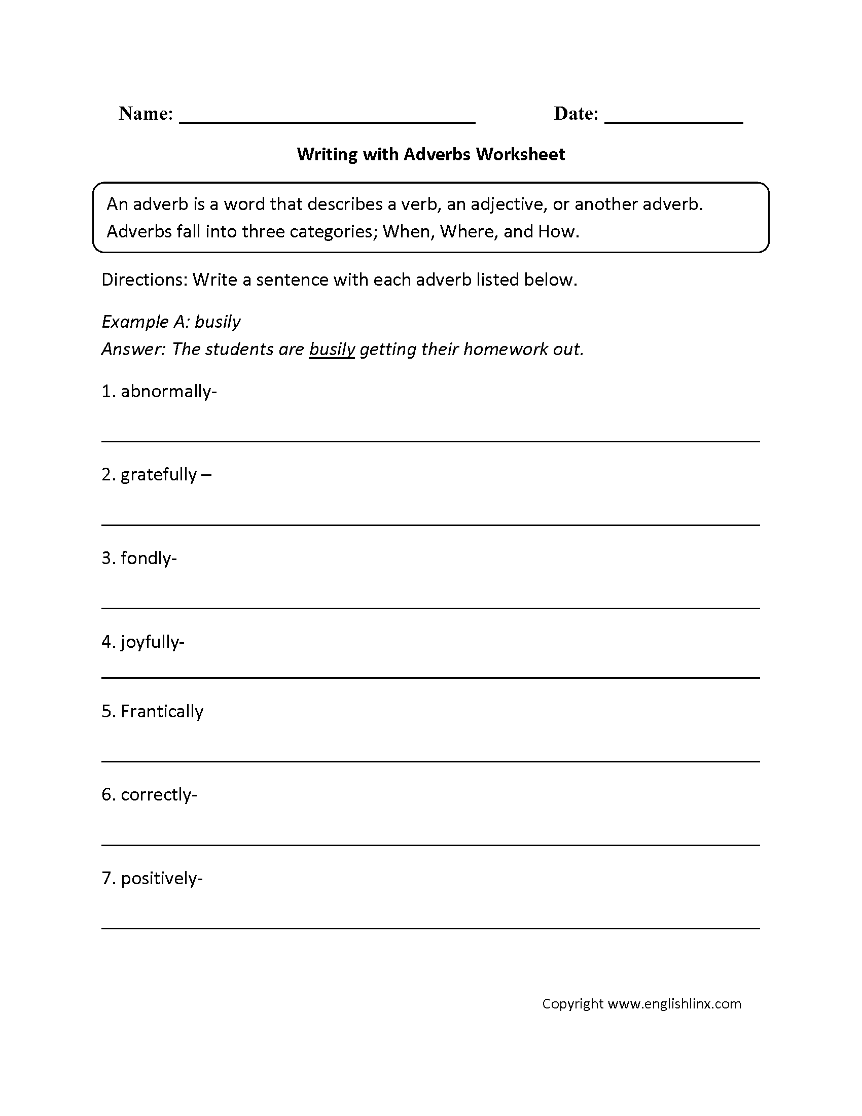 Regular Adverbs Worksheets Writing With Adverbs Worksheet Regular Adverbs Worksheets Writing With Adverbs Worksheet
