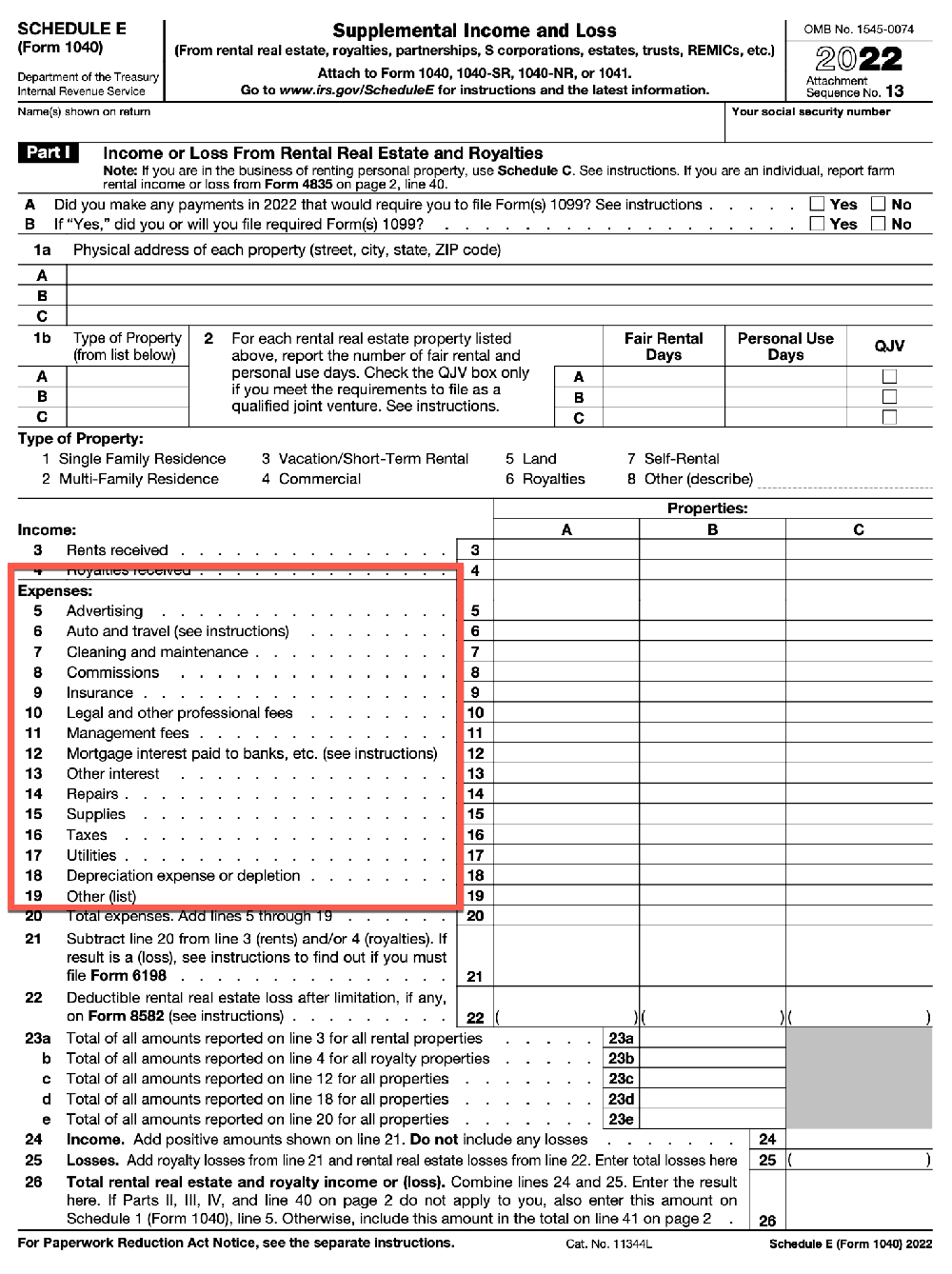 Rental Property Income Expenses Spreadsheet