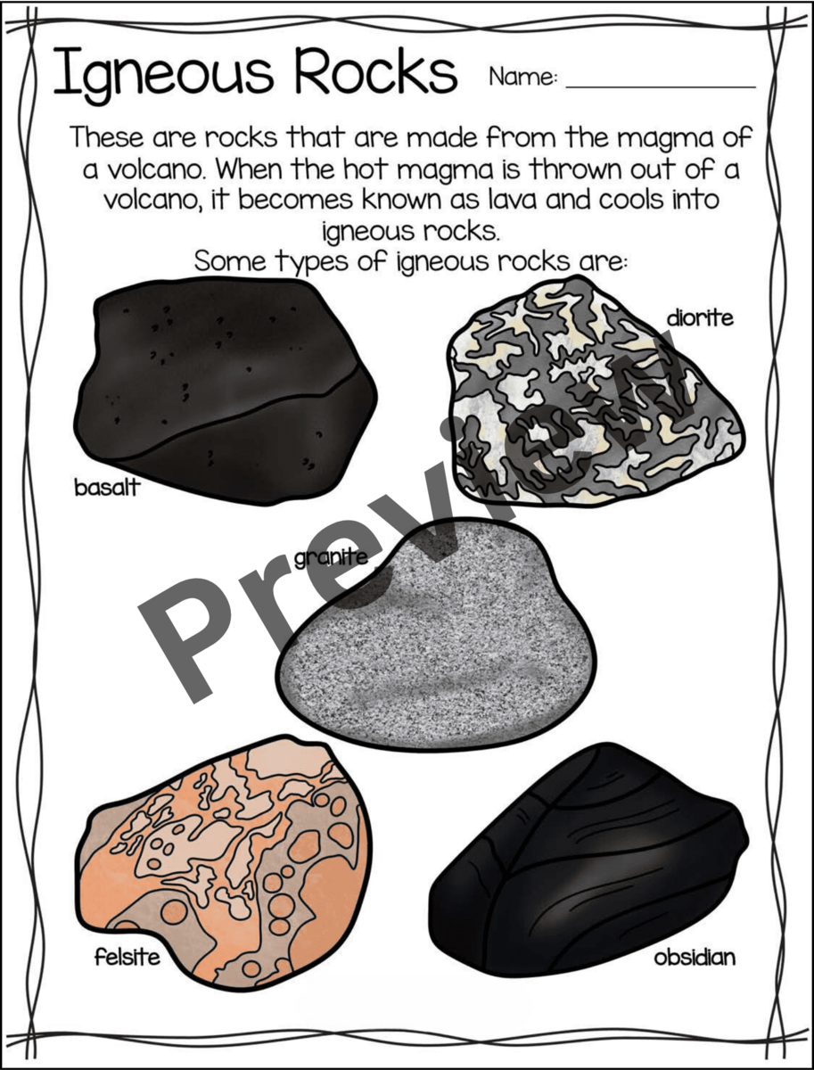 Free Rock Cycle Worksheet For Kids