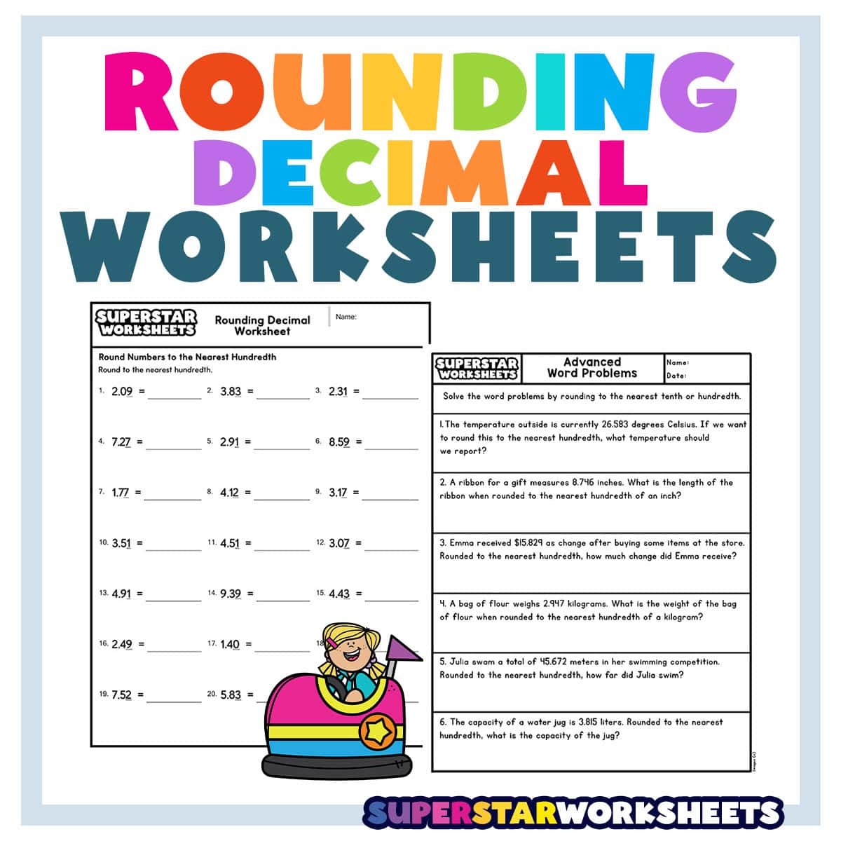 Rounding To Decimal Places Worksheet Printable Maths Worksheets