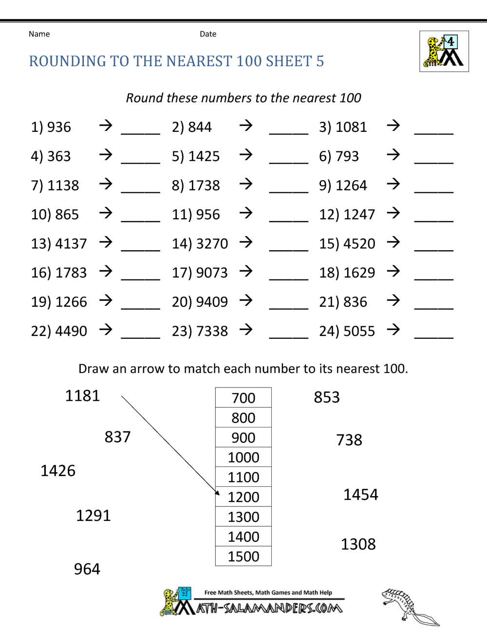 Rounding To The Nearest 100 Worksheets Rounding Worksheets Superstar Worksheets