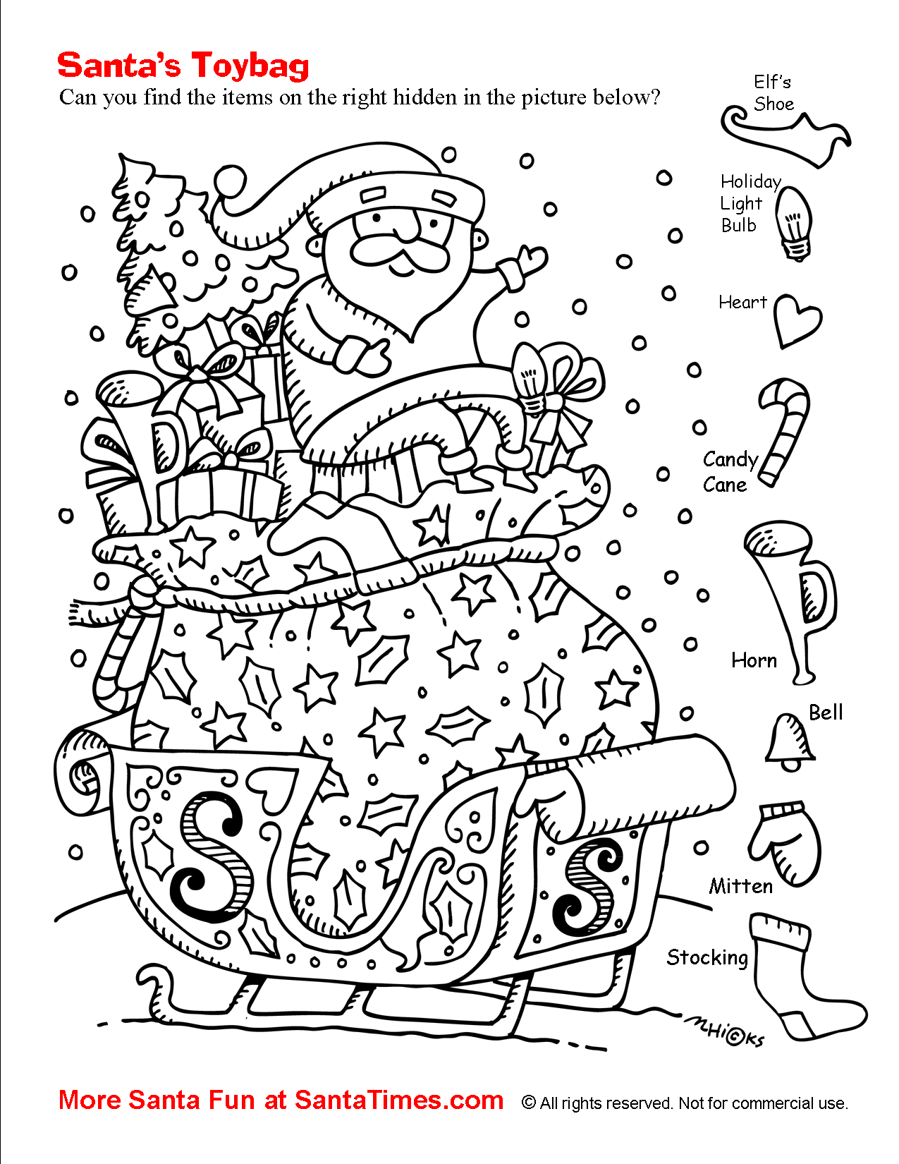 Santas Toy Bag Hidden Picture Activity Worksheets Library Santas Toy Bag Hidden Picture Activity Worksheets Library