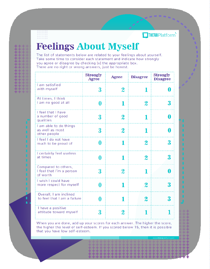 Self Esteem Worksheets TheraPlatform Resources Self Esteem Worksheets TheraPlatform Resources