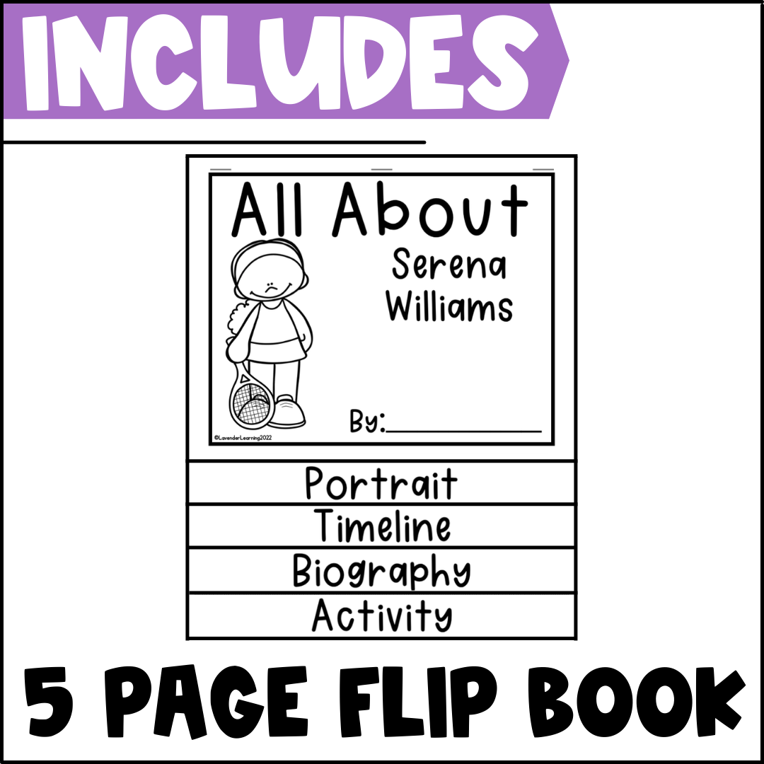 Serena Williams Biography Activities Flip Book Report Black History Month Classful