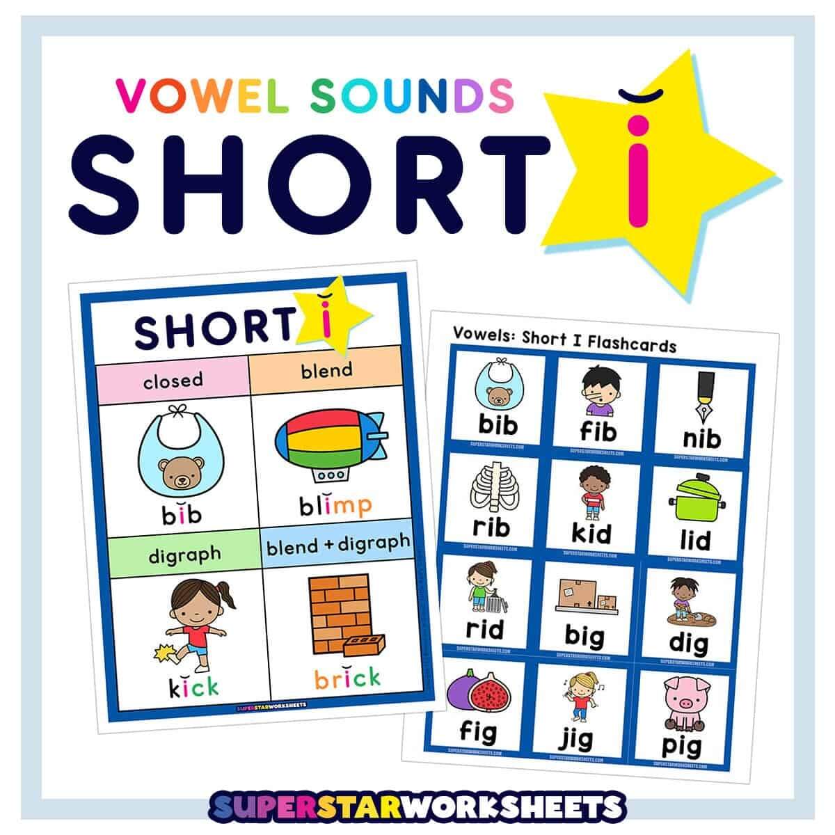 Short I Words Superstar Worksheets Short Vowel I Mini Coloring Book CVC Words 1 Ezpzphonics