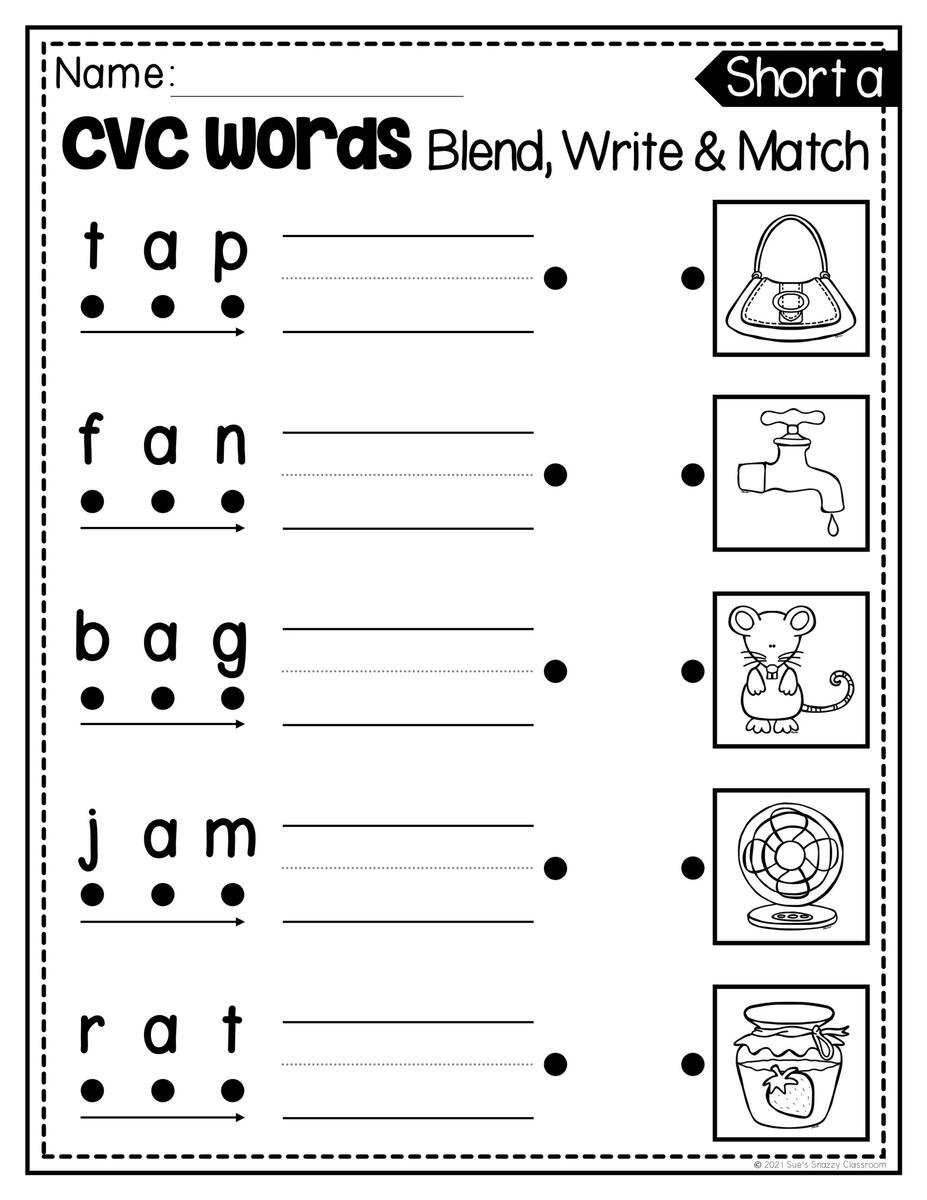 Short Vowel CVC Word Practice Worksheets Printable Activities Made By Teachers English For Kids Step By Step CVC Words Worksheets Short A Sound