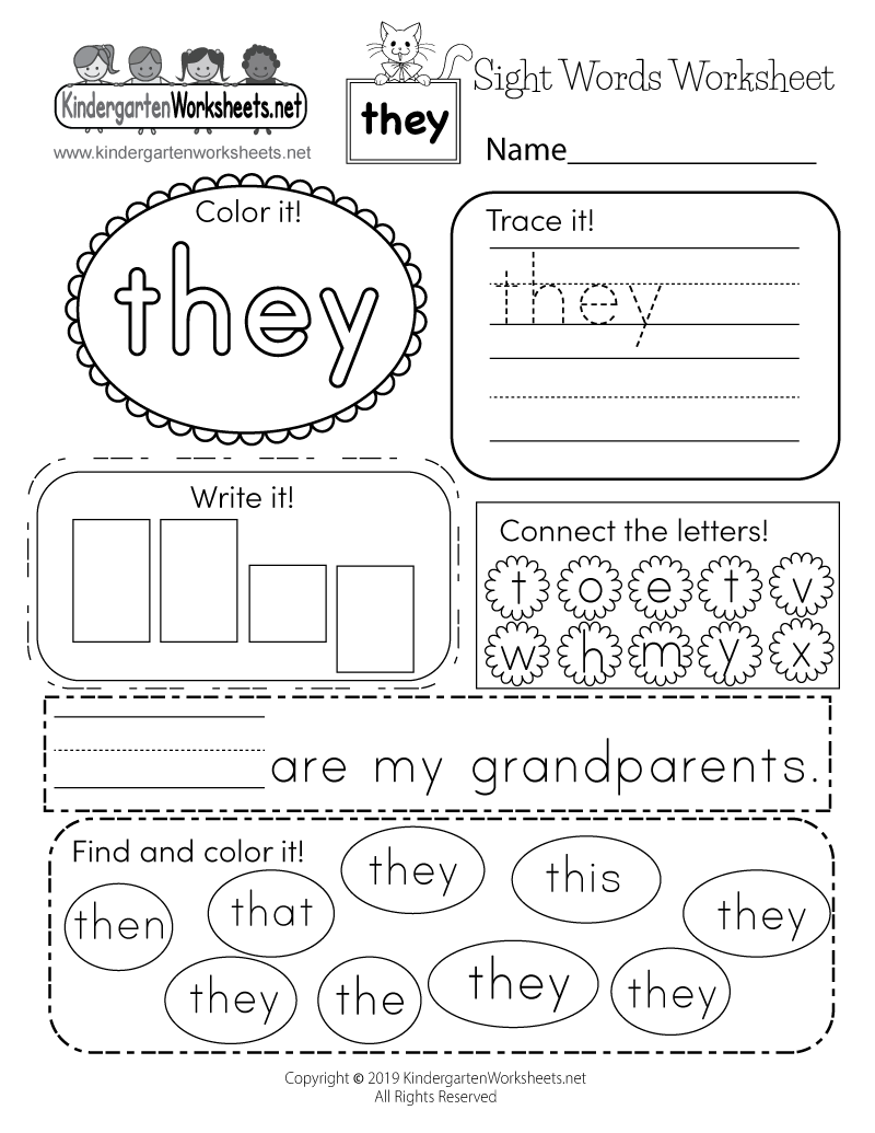 Sight Word They Worksheet Free Printable Digital PDF Read It Trace It Write It Fry S First 100 Sight Words Fun Early Learning