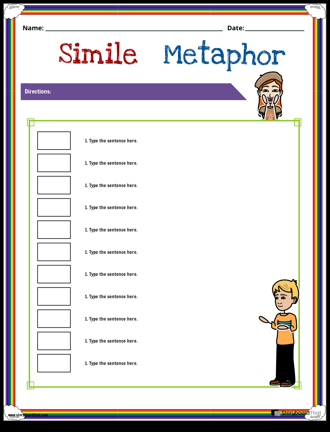 Simile And Metaphor Worksheets Create With Storyboard That Simile And Metaphor Worksheets Create With Storyboard That