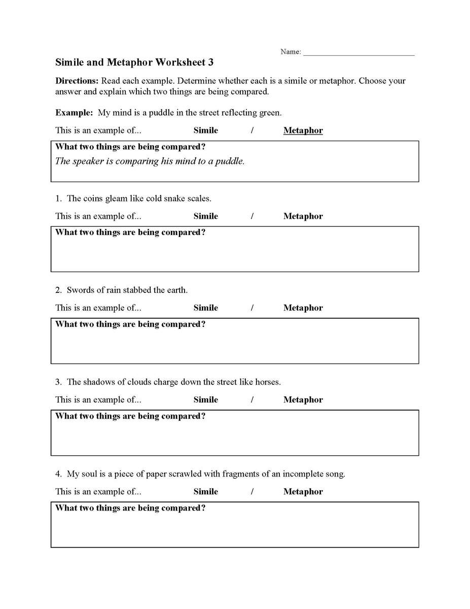 Simile And Metaphor Worksheets Ereading Worksheets Simile And Metaphor Worksheets Create With Storyboard That