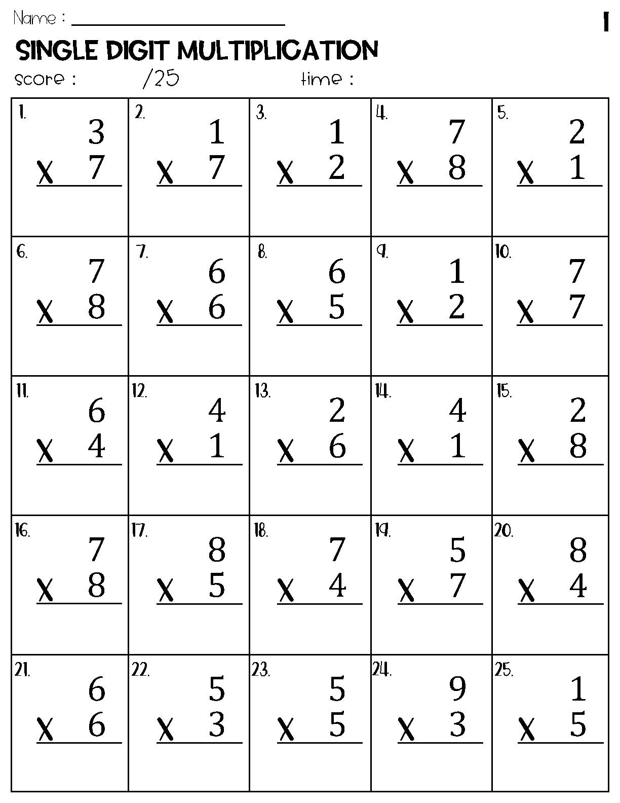 Single Digit Multiplication Worksheets Etsy Multiplication Worksheets Single Digit Multiplication Worksheets Made By Teachers