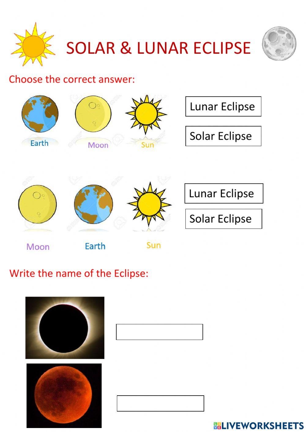 Solar Lunar Eclipses Online Exercise For Worksheets Library