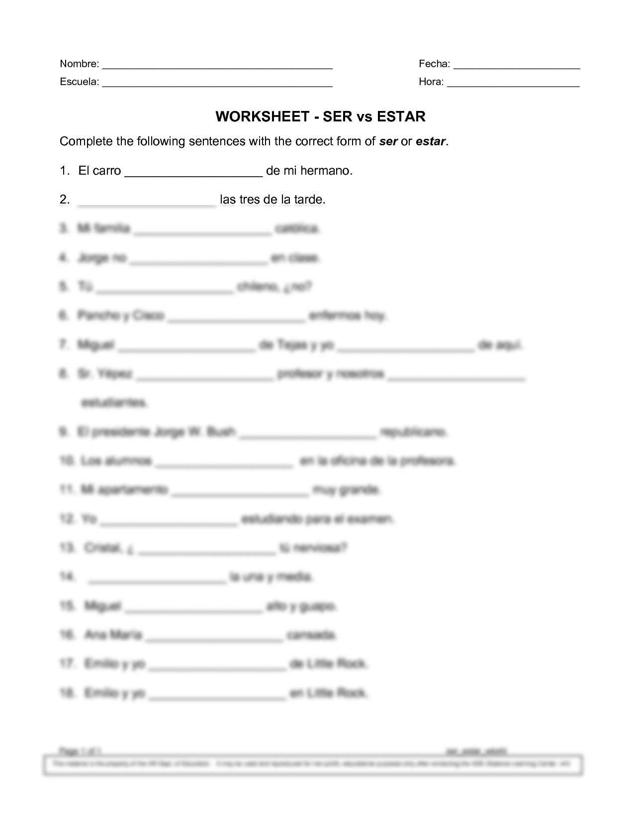 SOLUTION Ser Estar Worksheet Studypool Worksheets Library SOLUTION Ser Estar Worksheet Studypool Worksheets Library