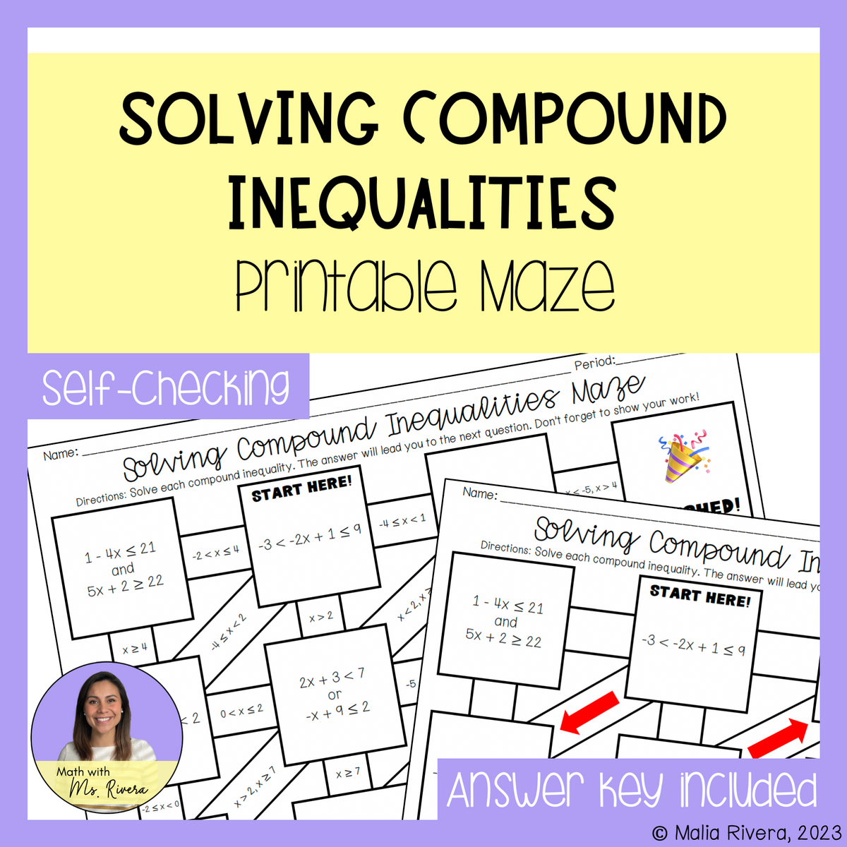 Solving Compound Inequalities Maze Worksheet Made By Teachers