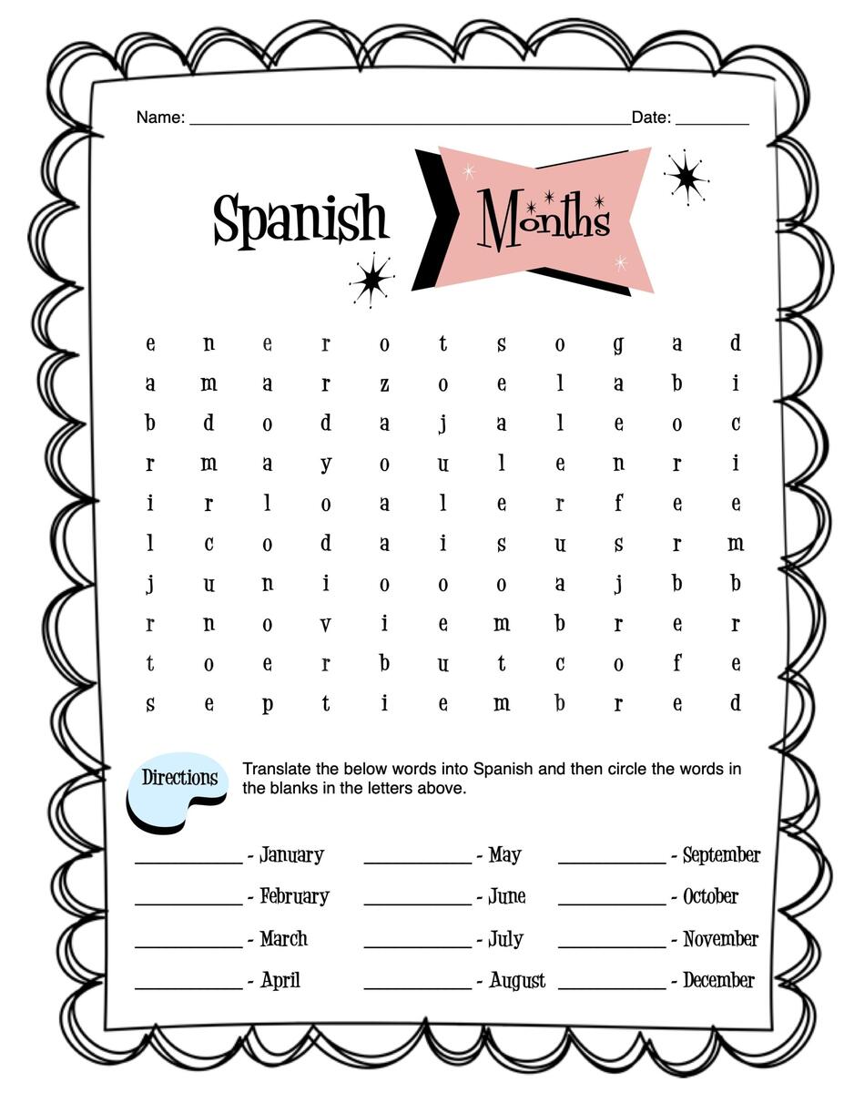 Spanish Months Worksheet Packet Made By Teachers Spanish Months Worksheet Packet Made By Teachers