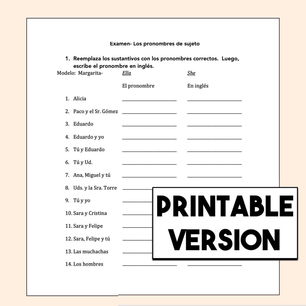 Spanish Subject Pronouns Tests Printable Digital Google Slides Autocorrecting Best PowerPoints For Spanish French