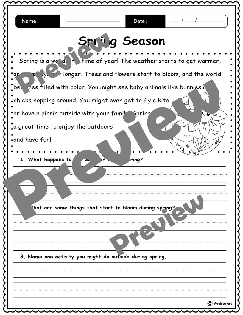 Spring Reading Comprehension Worksheets Made By Teachers Printable 2nd Grade Spring Worksheets Download