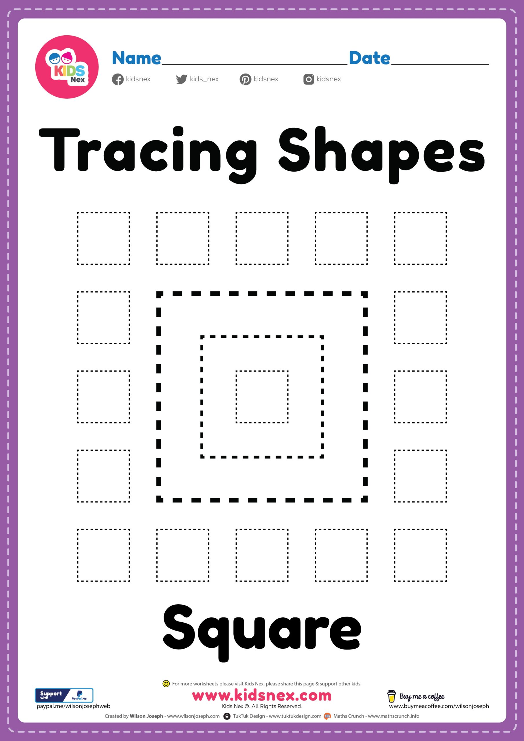 9 Square Tracing Worksheets Free Printable