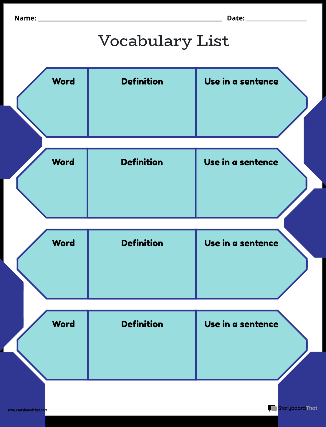Storyboard That Free Vocabulary Worksheet Templates Storyboard That Free Vocabulary Worksheet Templates