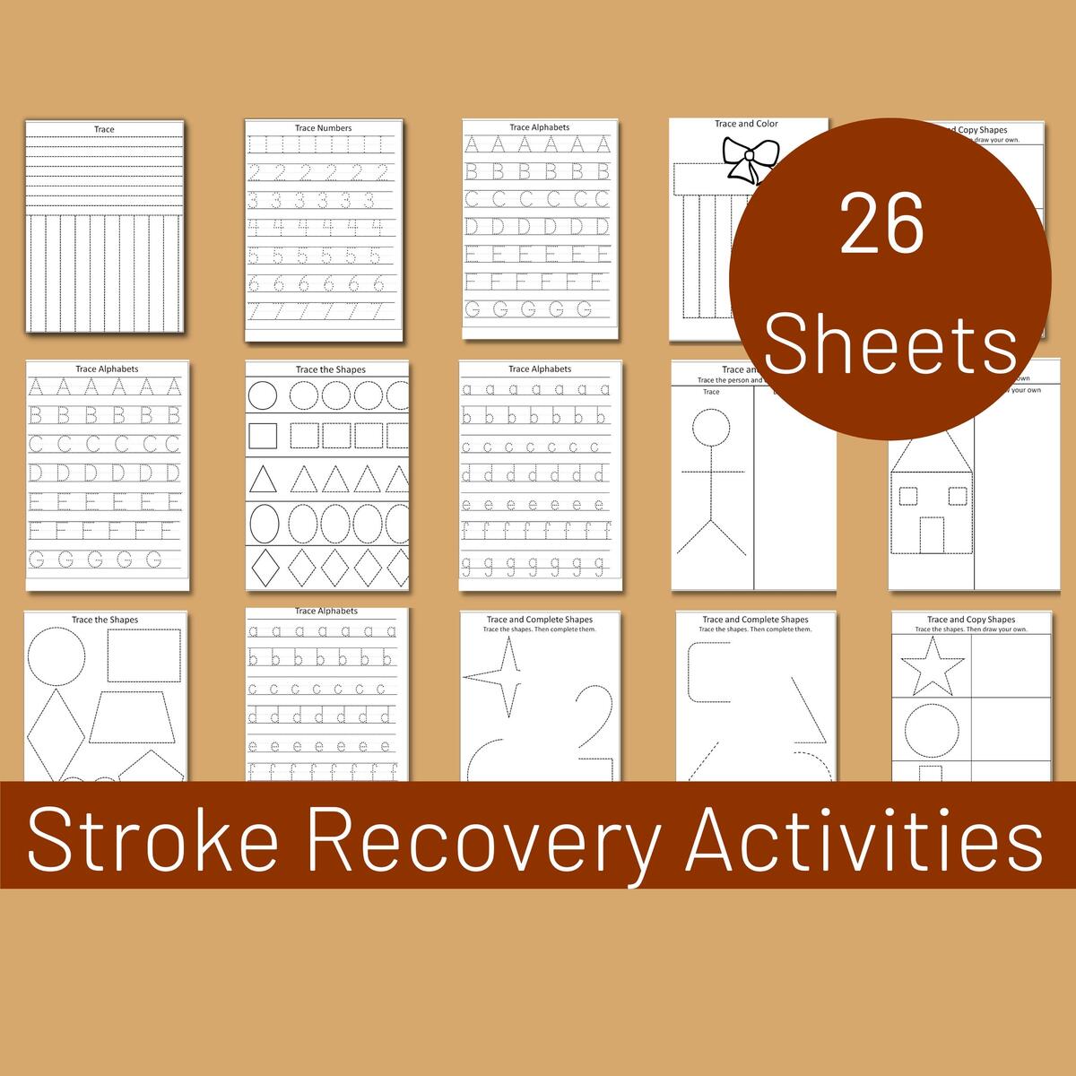 Stroke Recovery Activities Adult Tracing Worksheets Seniors Pen Control Activity Sheets INSTANT DOWNLOAD Etsy