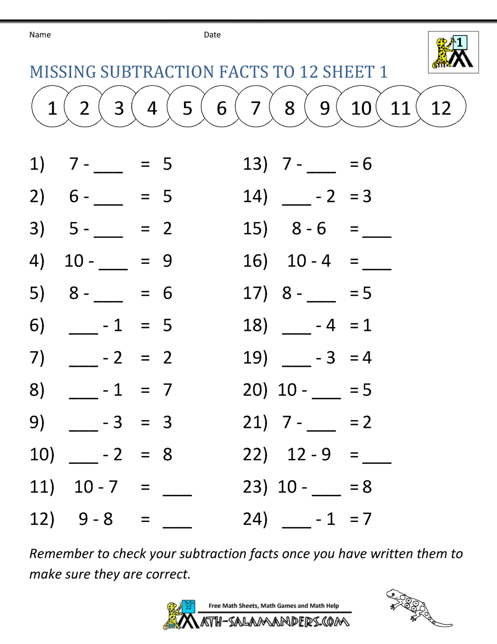 Let S Subtract 1st Grade Math Worksheet Catholic TheCatholicKid