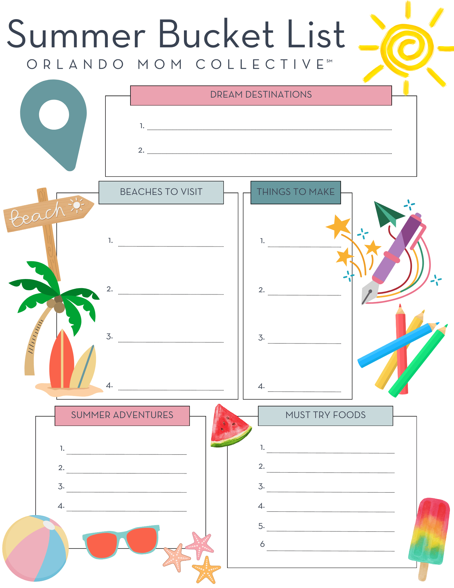Free Printable Summer Bucket List For Kids Draw Your Own Bucket List