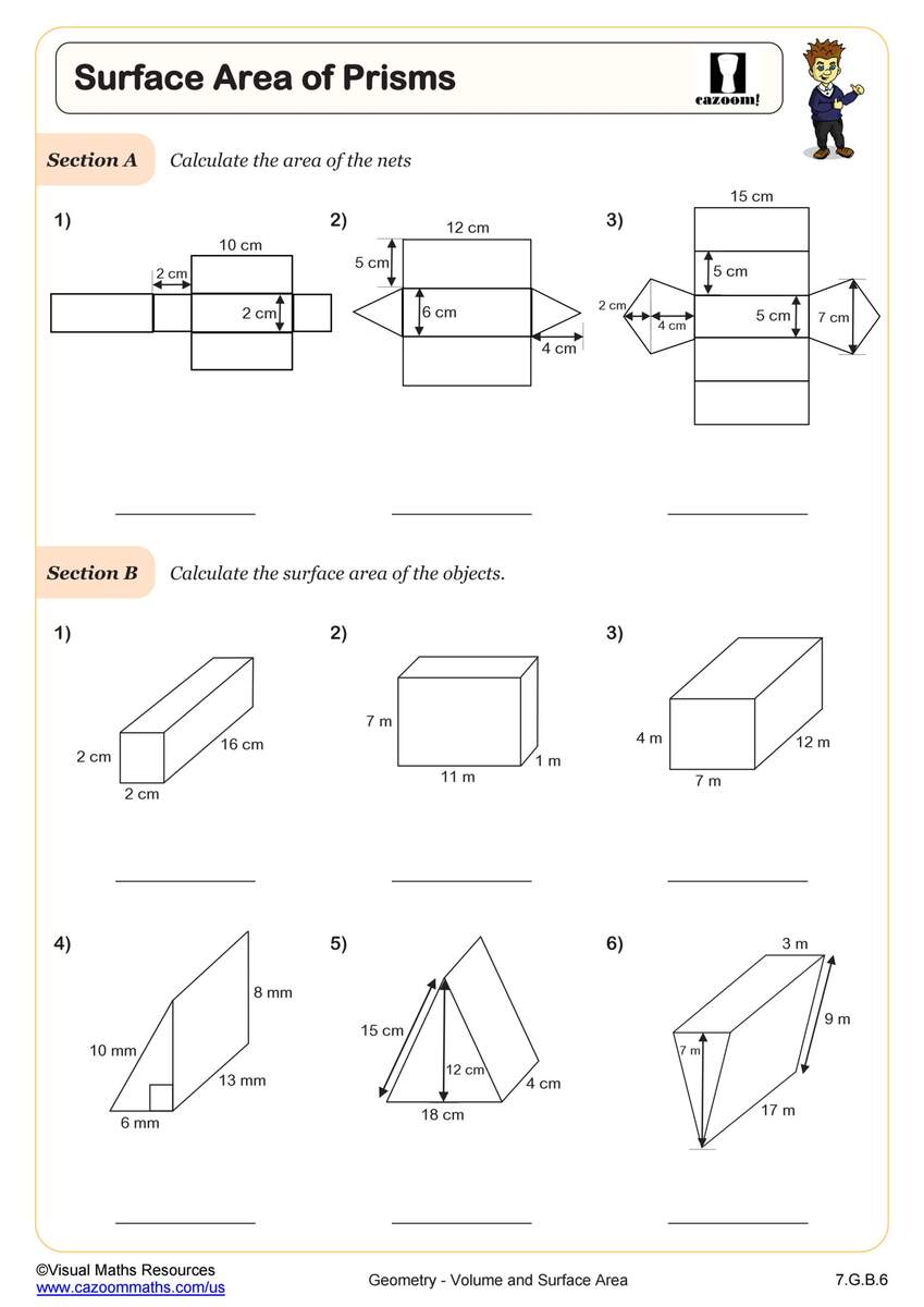 Surface Area Of Prisms Worksheet 7th Grade PDF Worksheets Cazoom Math Surface Area Of Prisms Worksheet 7th Grade PDF Worksheets Cazoom Math