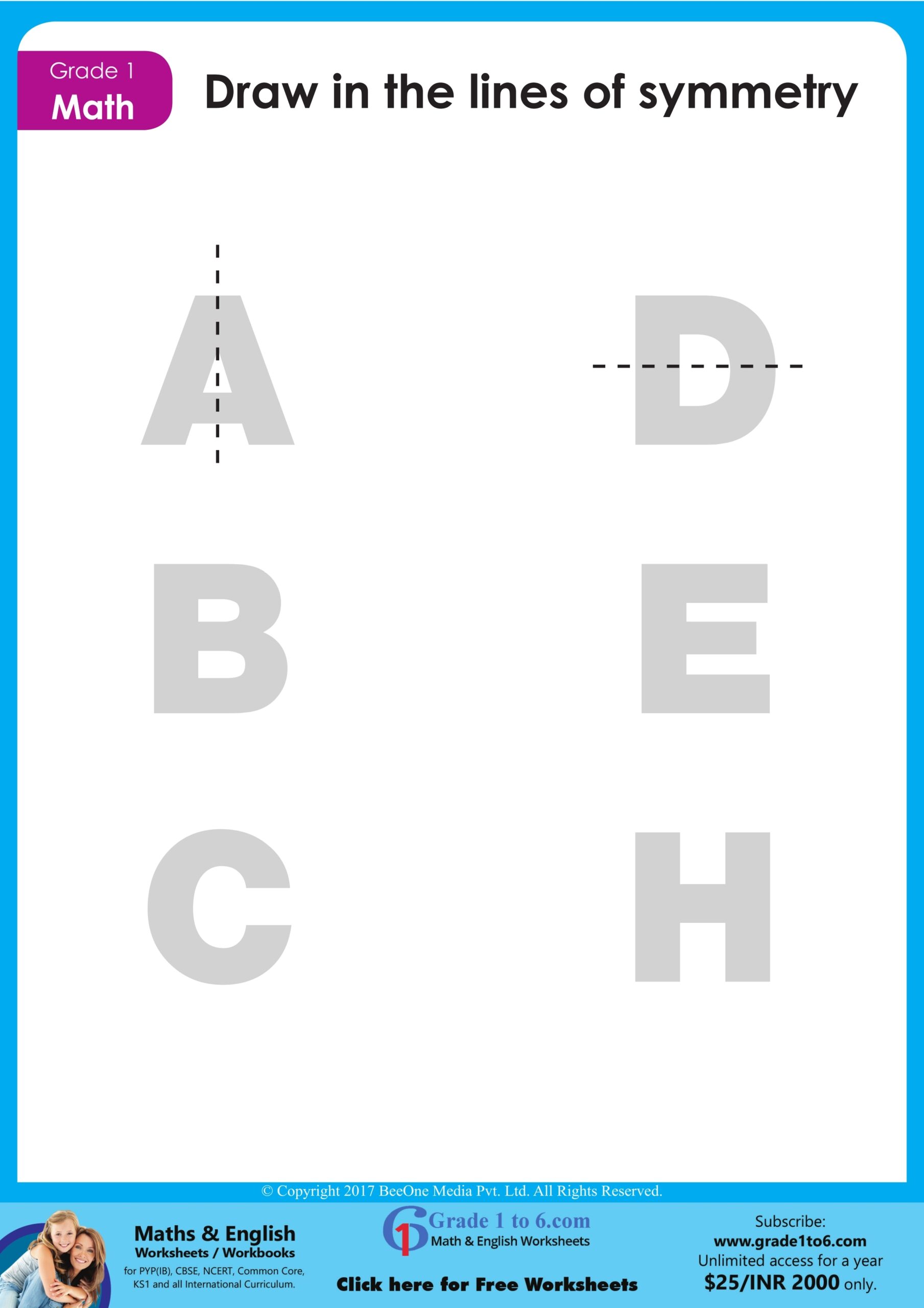 Symmetry Worksheets Grade1to6