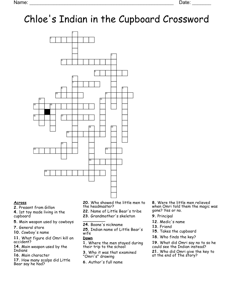 The Indian In The Cupboard Worksheet WordMint The Indian In The Cupboard Worksheet WordMint