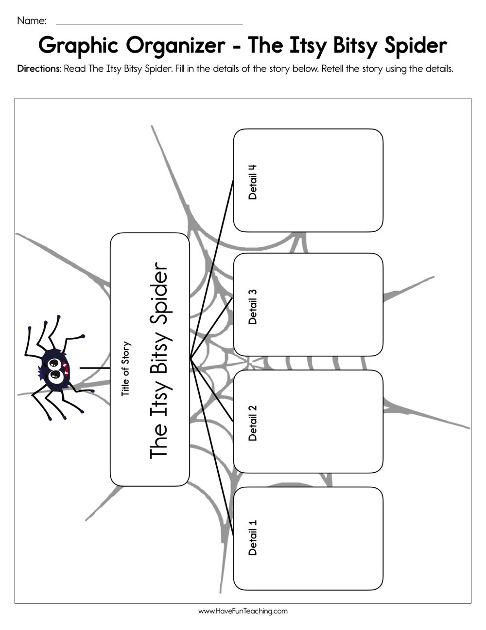 The Itsy Bitsy Spider Graphic Organizer Worksheet Have Fun Teaching