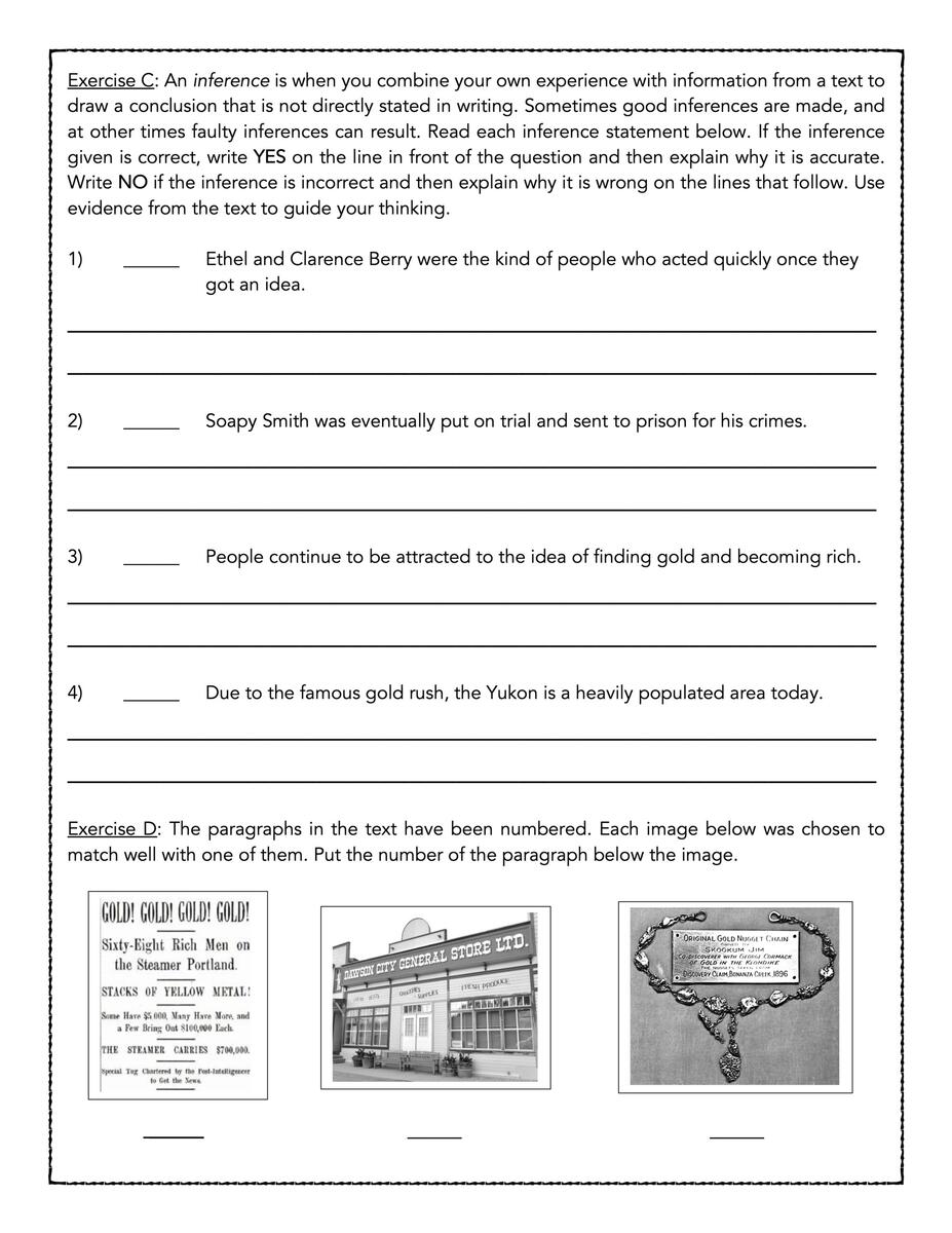 The Klondike Gold Rush Reading Passage And Assessment Classful