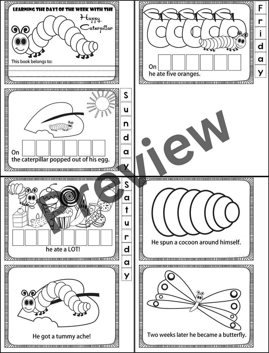 The Very Hungry Caterpillar Days Of The Week Worksheets Spring Activities Made By Teachers