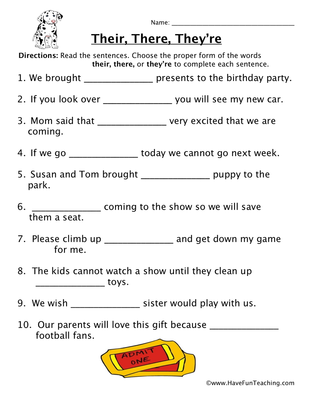 Their There Theyre Homophones Worksheet Worksheets Library