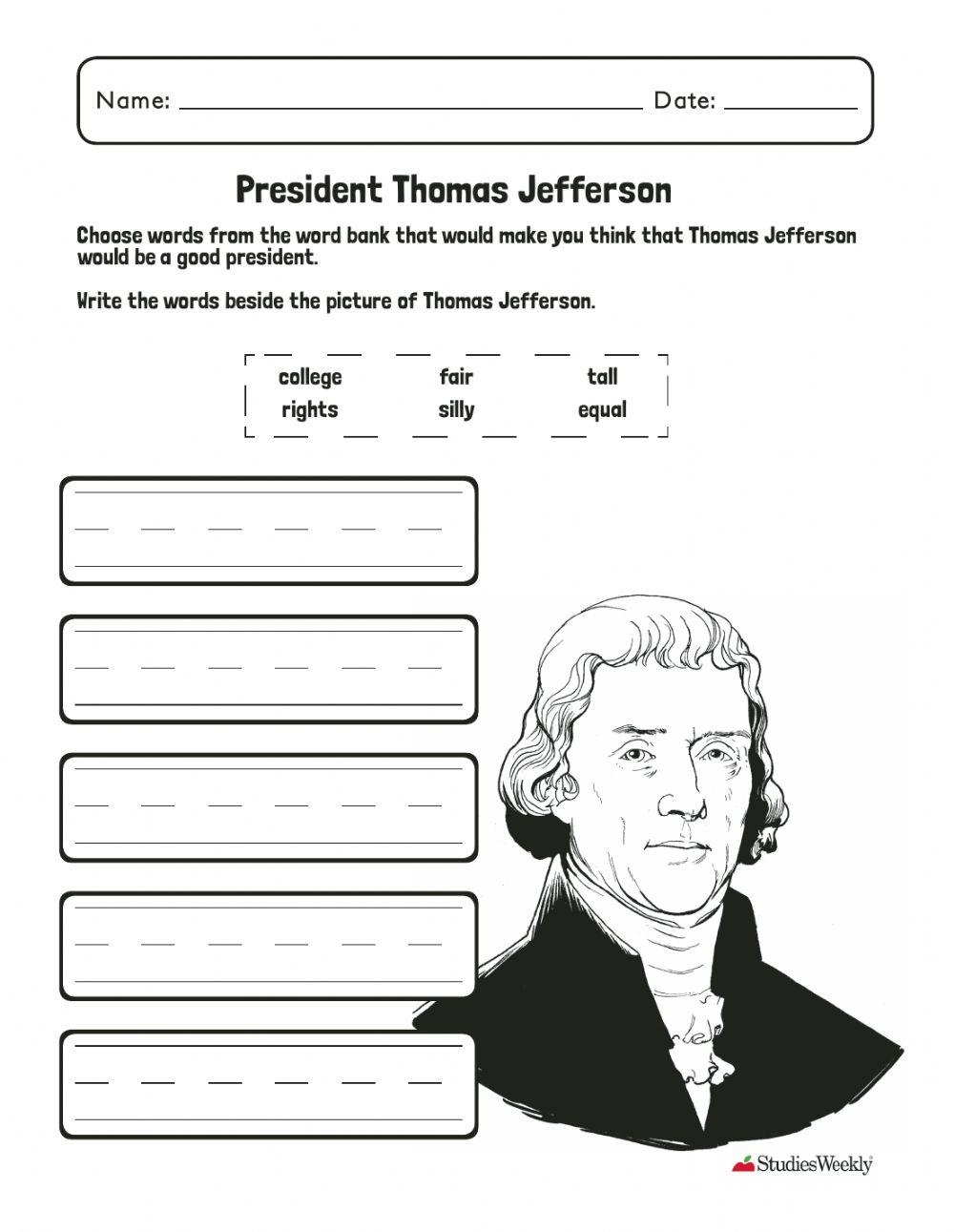 Thomas Jefferson Online Exercise For Worksheets Library