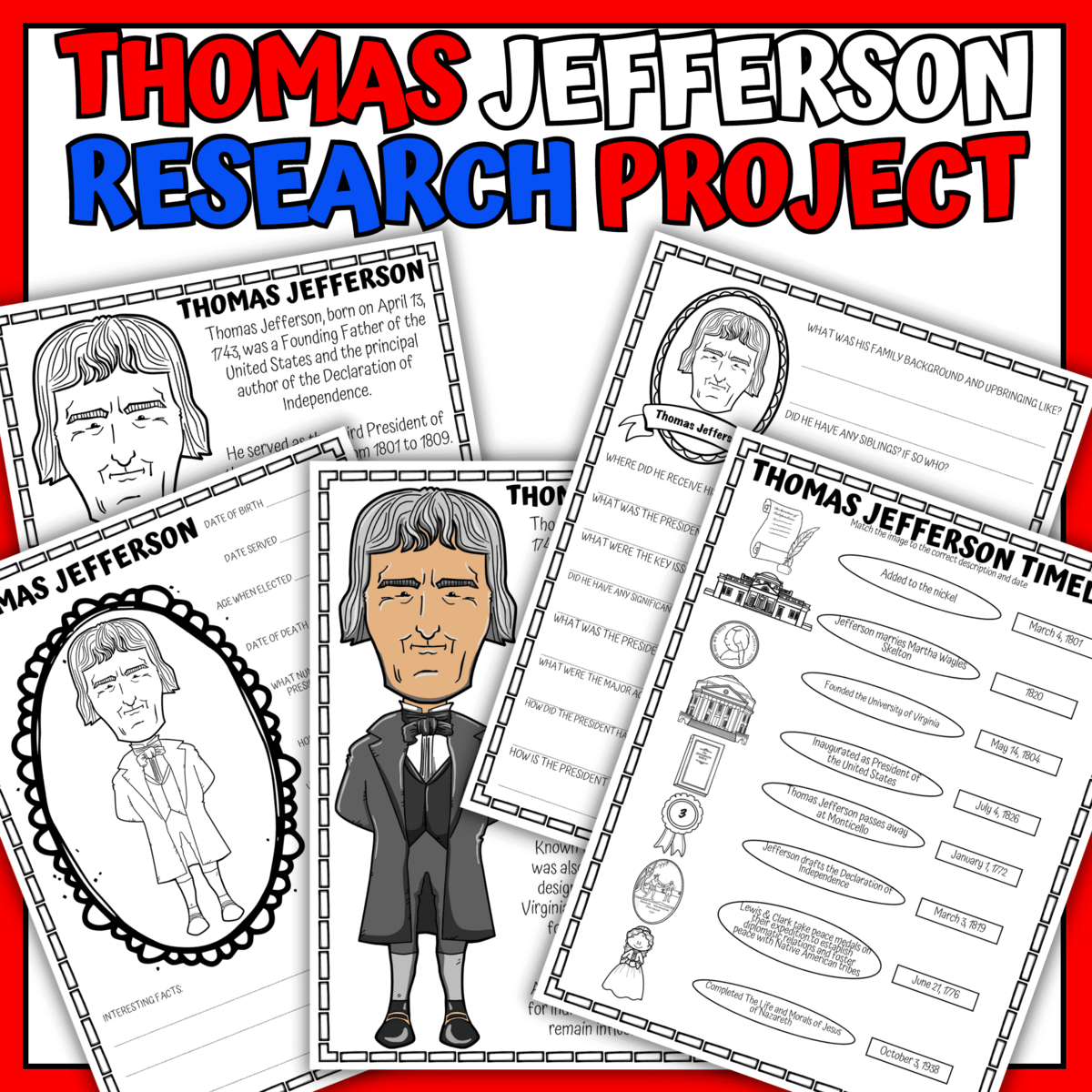 Thomas Jefferson Timeline Worksheet Research Project