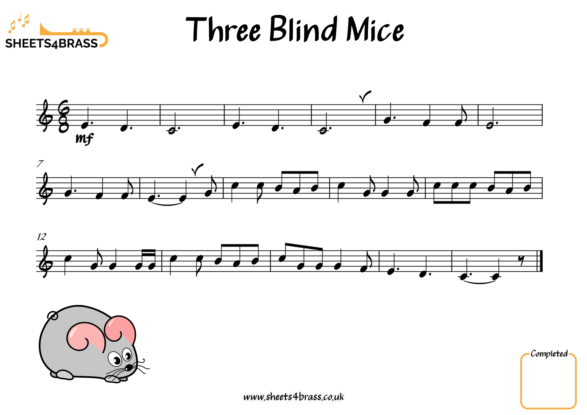 Three Blind Mice Sheet Music For Brass Sheets4brass