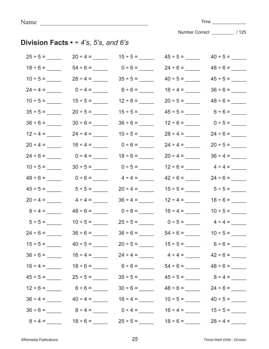 TIMED MATH DRILLS Division Facts Made By Teachers TIMED MATH DRILLS Division Facts Made By Teachers