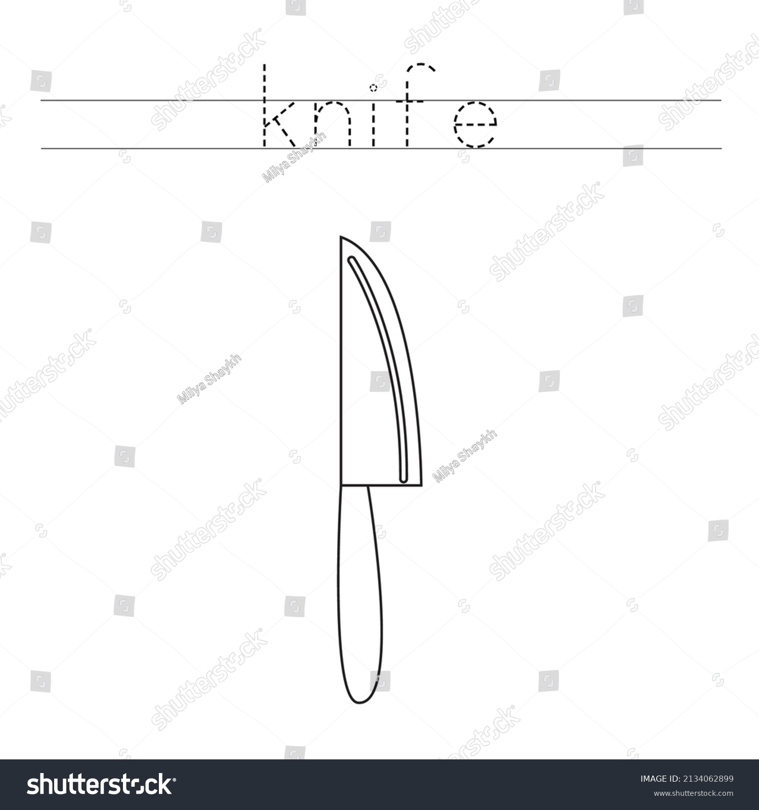 Trace Letters Color Black White Knife Stock Vector Royalty Free 2134062899 Shutterstock