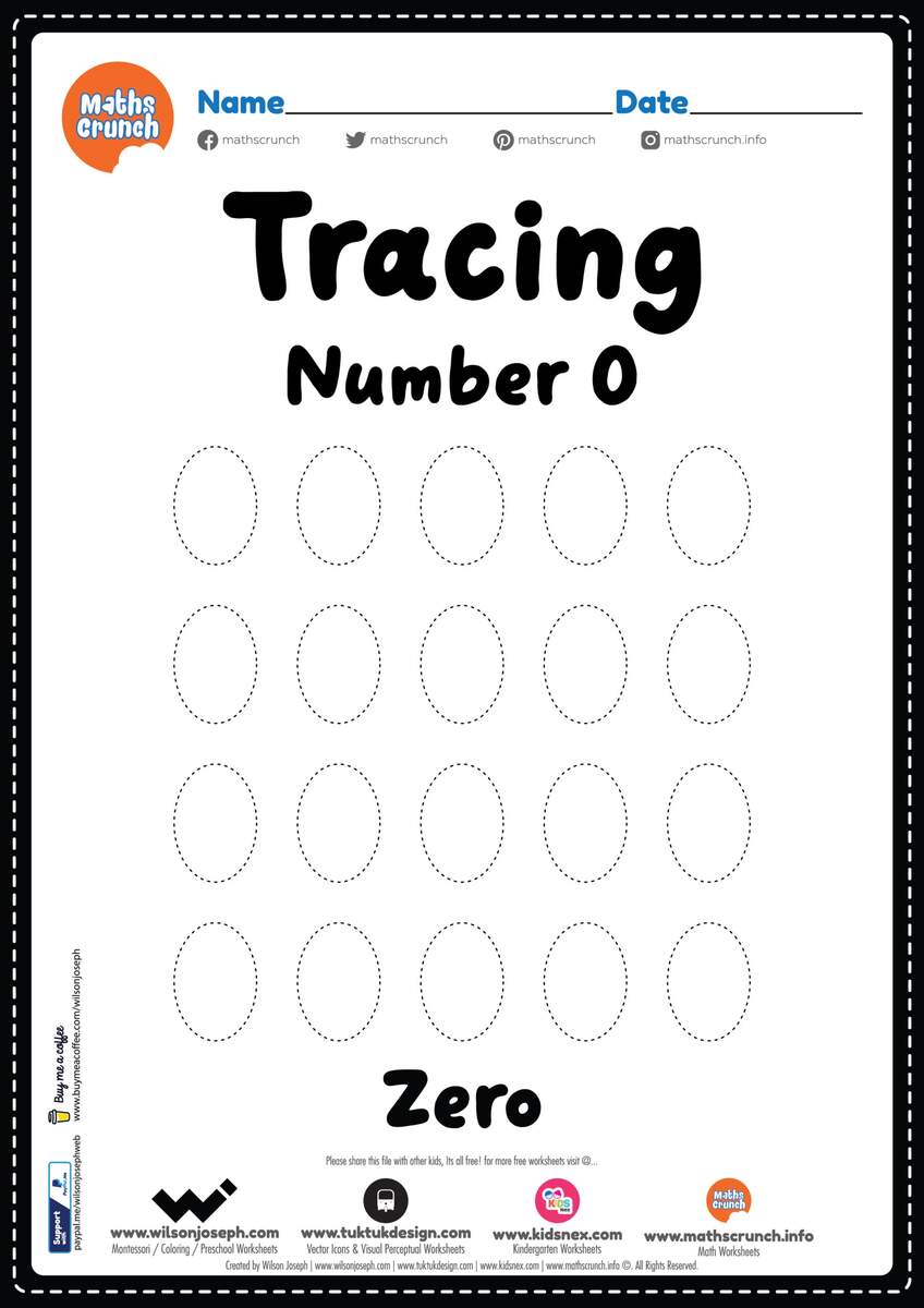 Tracing Number 0 Kindergarten Worksheet Free Printable PDF