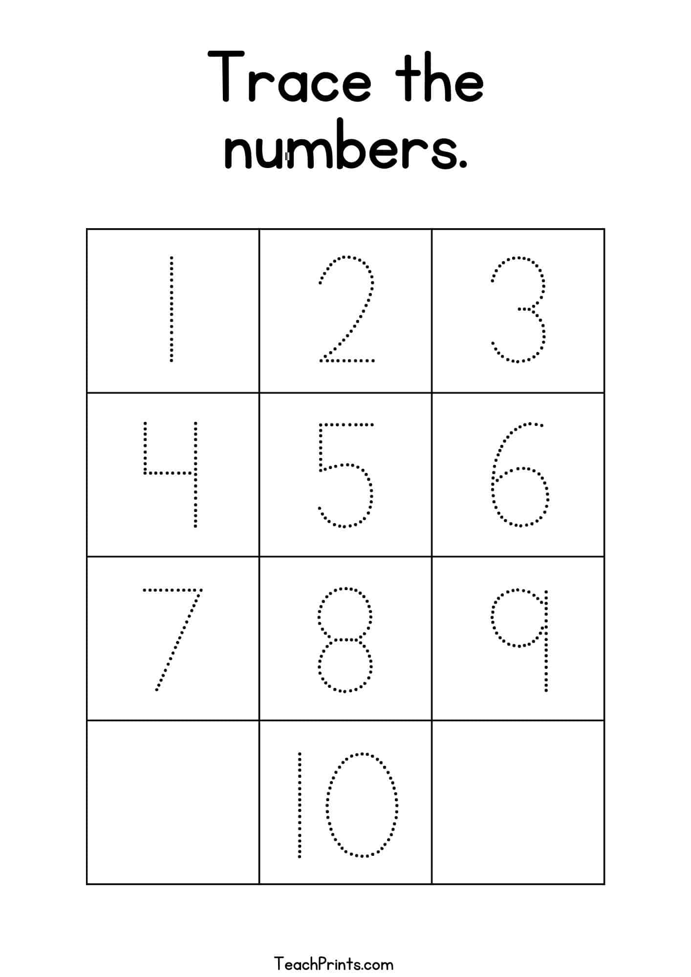 Tracing Numbers 1 10 Worksheets Free Printable Pdfs Teach Prints Tracing Numbers 1 20 Worksheets Free Printable Pdfs Teach Prints