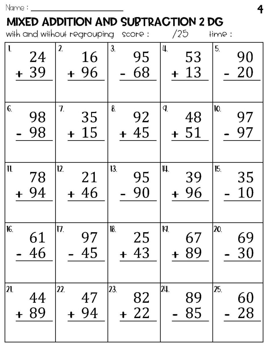Two Digit Mixed Addition And Subtraction With And Without Regrouping Worksheets Etsy Norway Two Digit Mixed Addition And Subtraction With And Without Regrouping Worksheets Etsy Norway