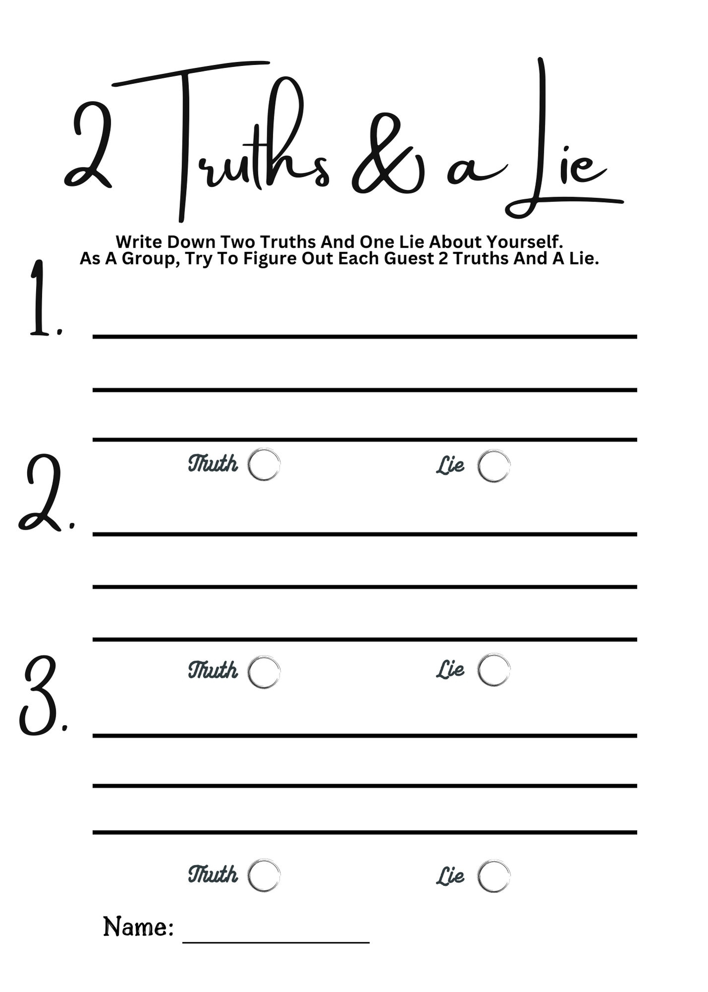 Two Truths And A Lie Icebreaker Game Dinner Party Printable PDF Etsy Two Truths And A Lie Icebreaker Game Dinner Party Printable PDF Etsy