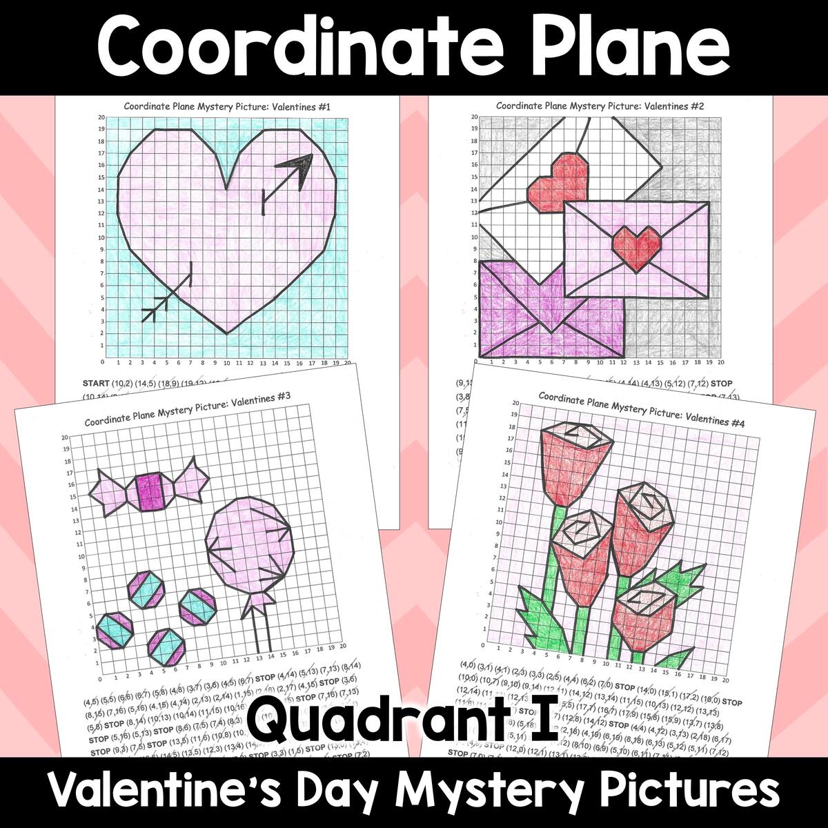 Valentine S Day Coordinate Plane Mystery Graphing Pictures In Quadrant I Made By Teachers Valentine Coordinate Plane Graphing Picture Valentine Bundle 5 In 1 Made By Teachers