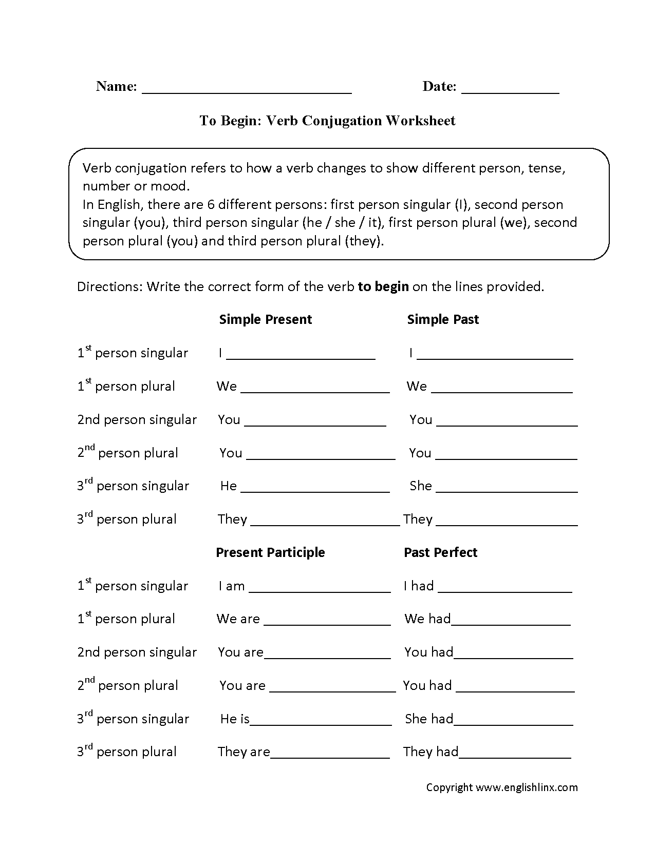 Verbs Worksheets Library