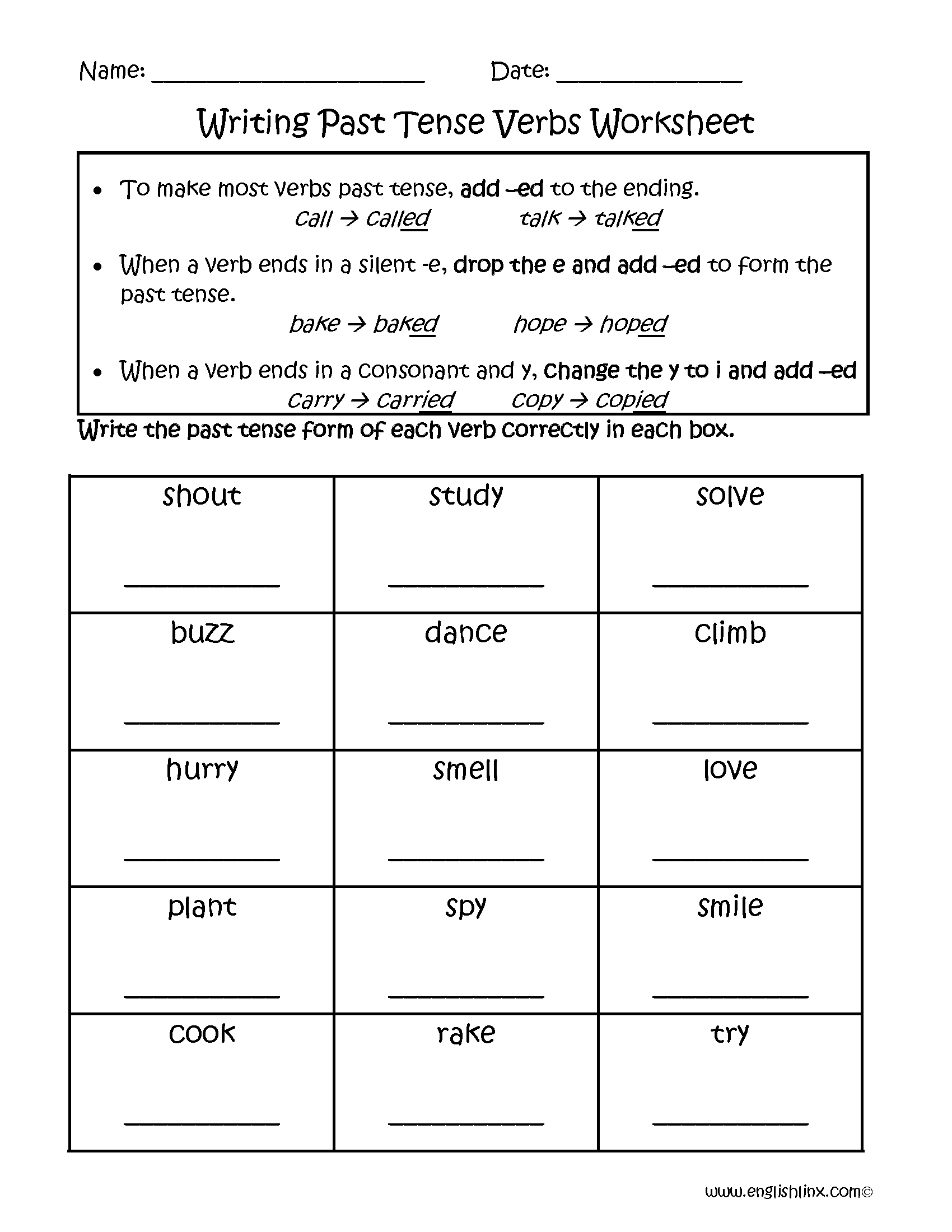 Verbs Worksheets Verbs Tenses Worksheets