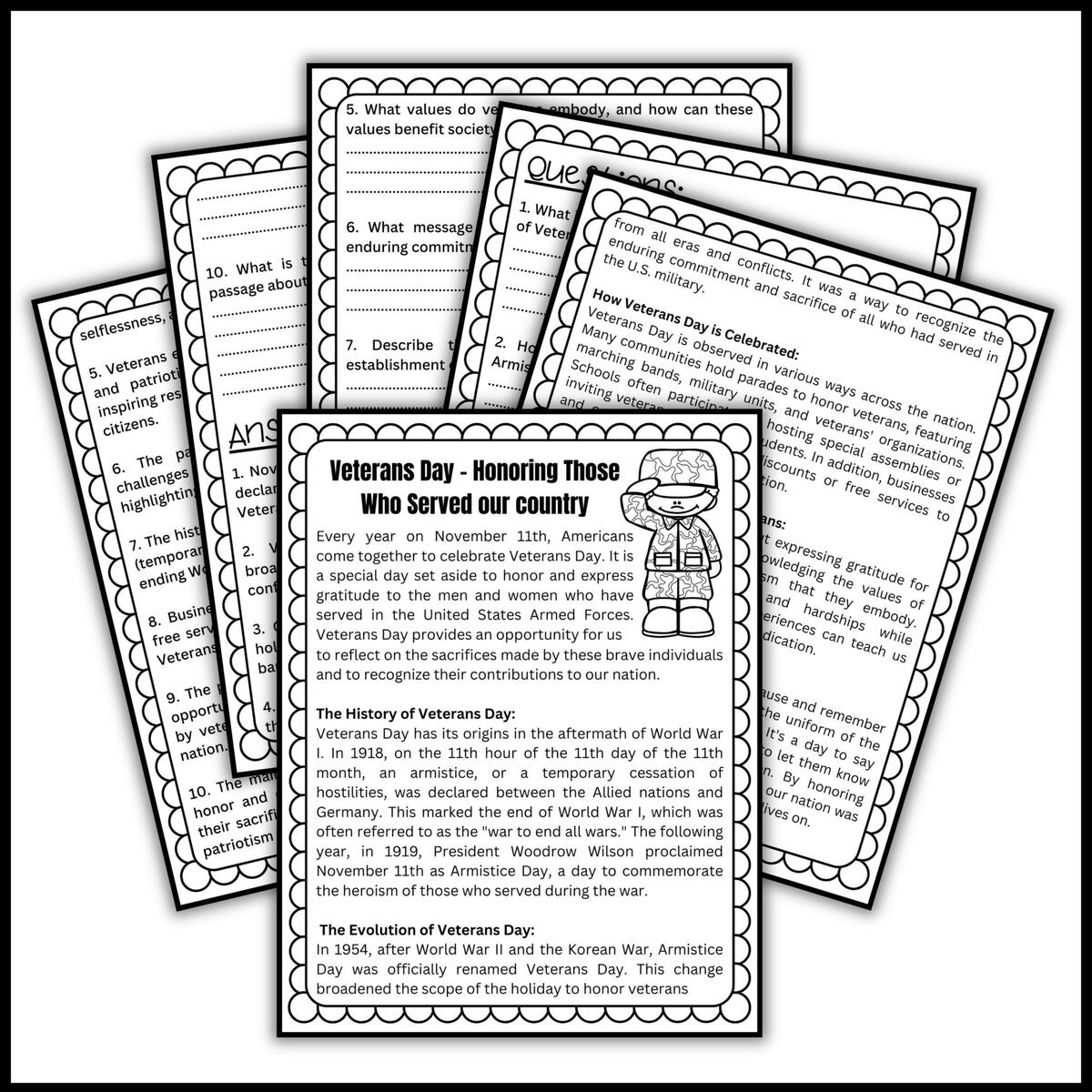 Veterans Day Holidays Reading Comprehension Passages K 2 Made By Teachers
