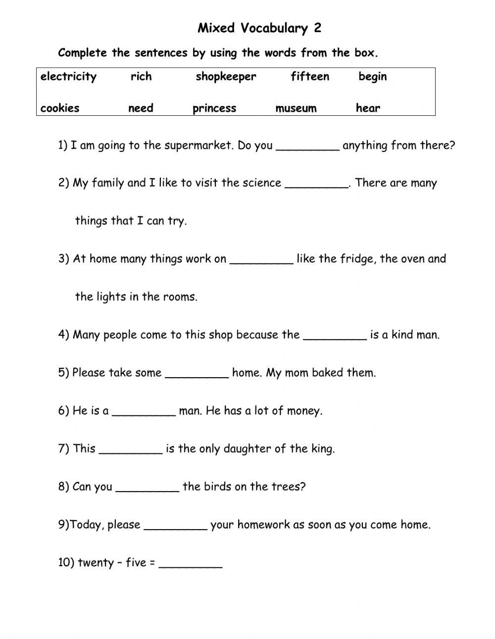 Vocabulary Worksheets Printable Word Lists Vocabulary Practice