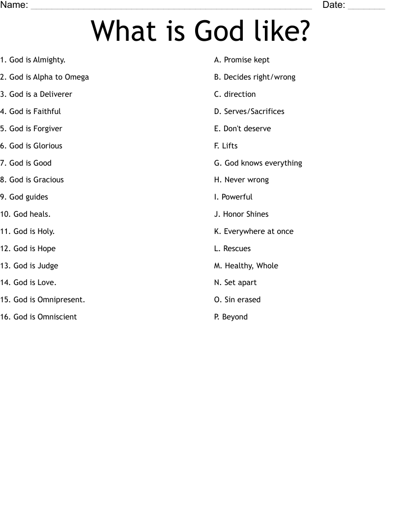 What Is God Like Worksheet WordMint