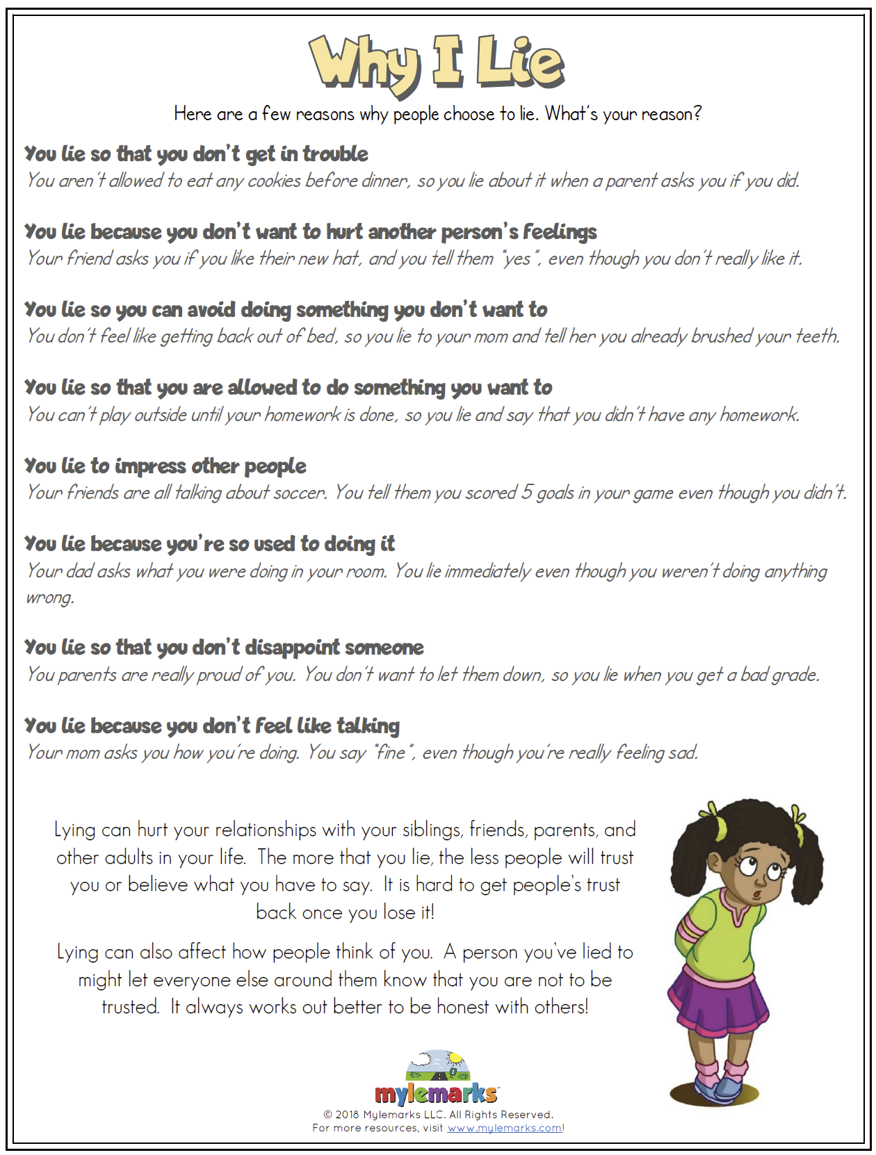 Why I Lie ES Worksheets Library Why I Lie ES Worksheets Library